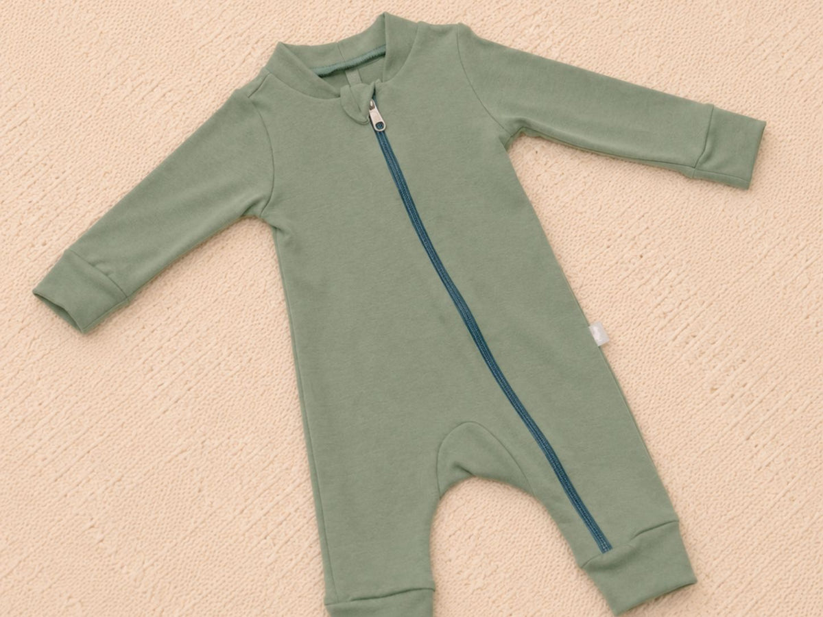Macacão Zíper Infantil Algodão Egípcio Verde Militar