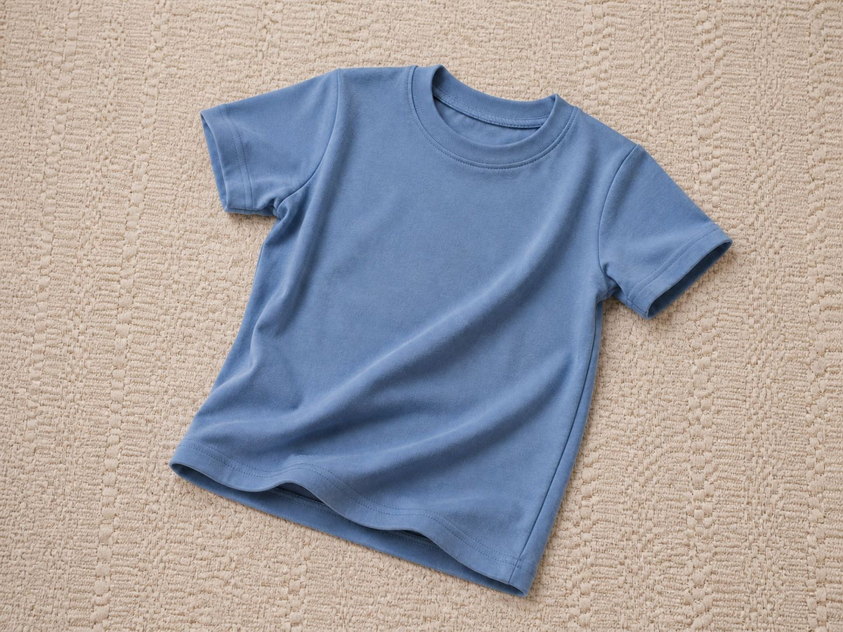 Camiseta Basic Manga Curta Infantil Azul Mar Algodão Egípcio