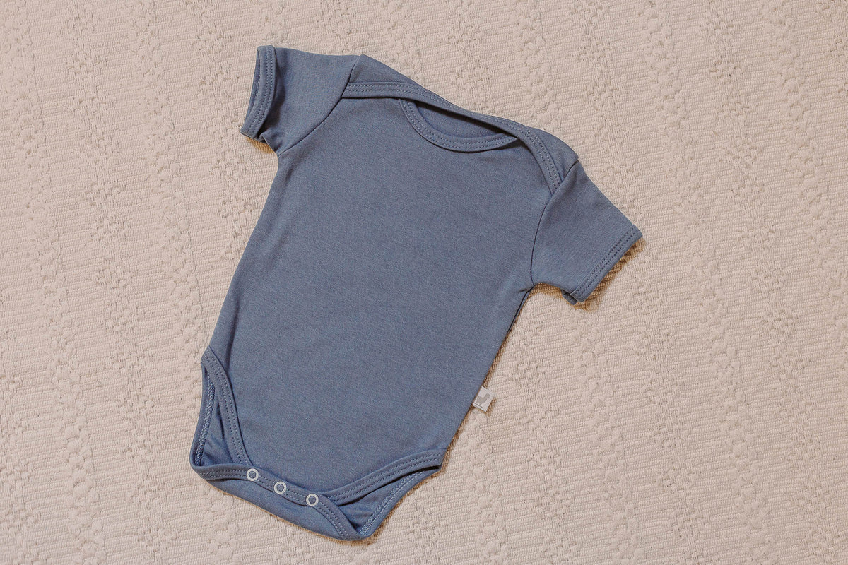 Body Basic Manga Curta Azul Royal Algodão Egípcio