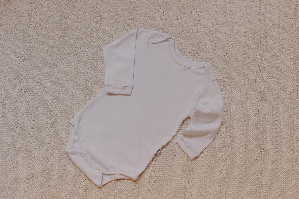 Body Basic Manga Longa Branco Algodão Egípcio