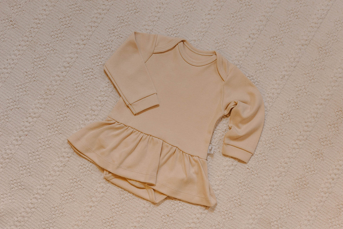 Body Vestido Manga Longa Amêndoas