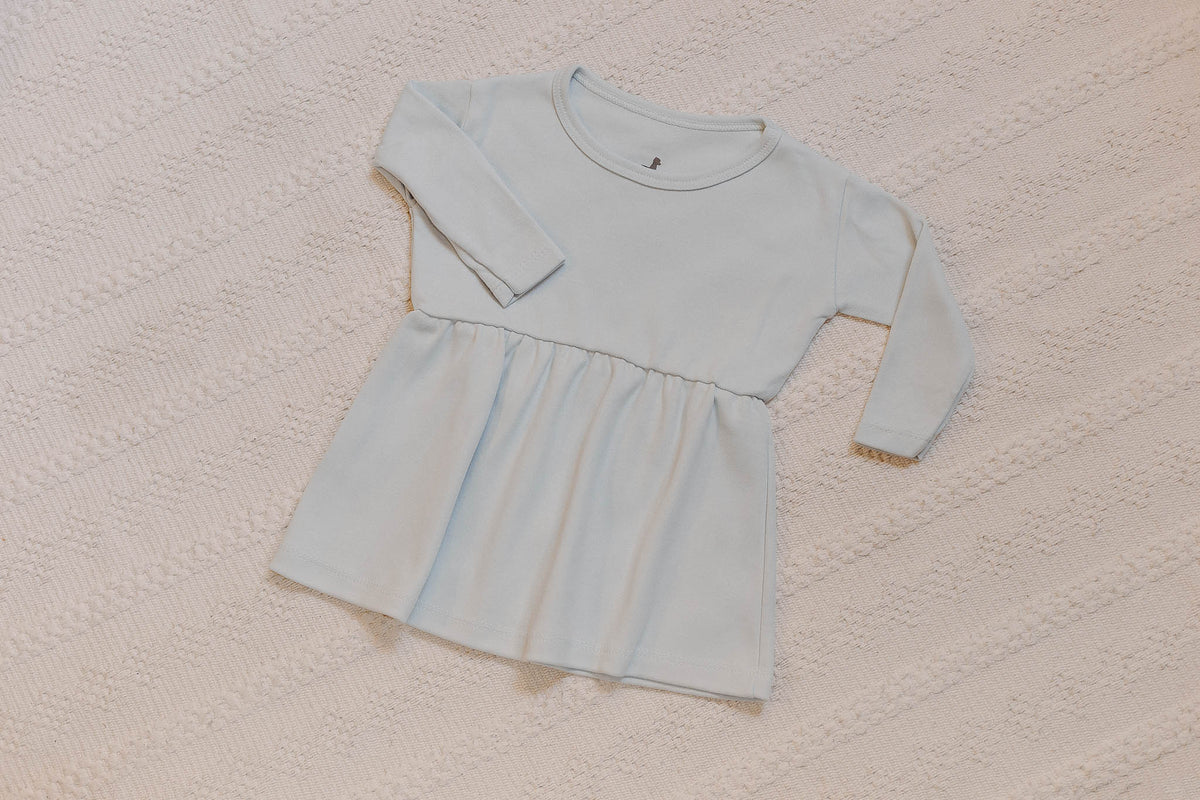 Vestido Manga Longa Céu Algodão Egípcio