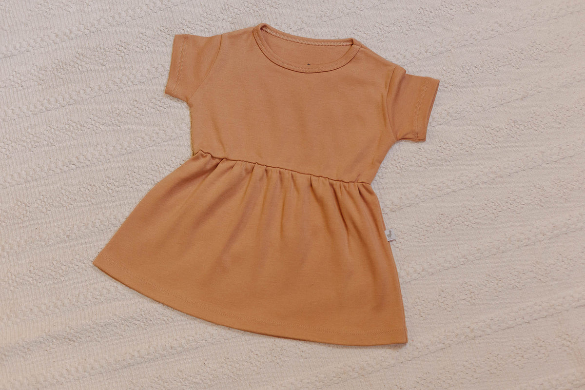 Vestido Manga Curta Cacau Algodão Egípcio