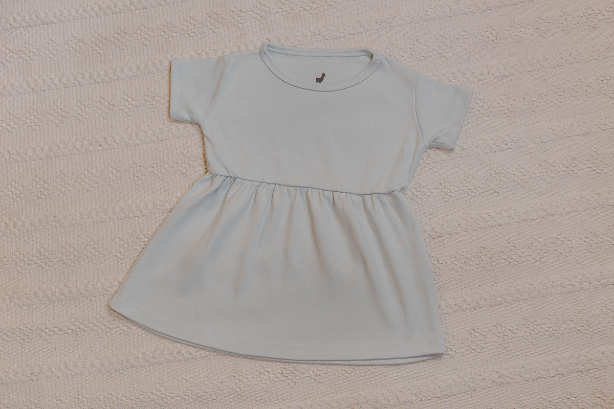 Vestido Manga Curta Céu Algodão Egípcio