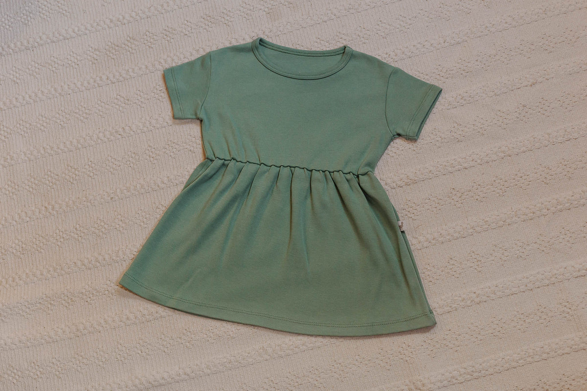 Vestido Manga Curta Pistache Algodão Egípcio