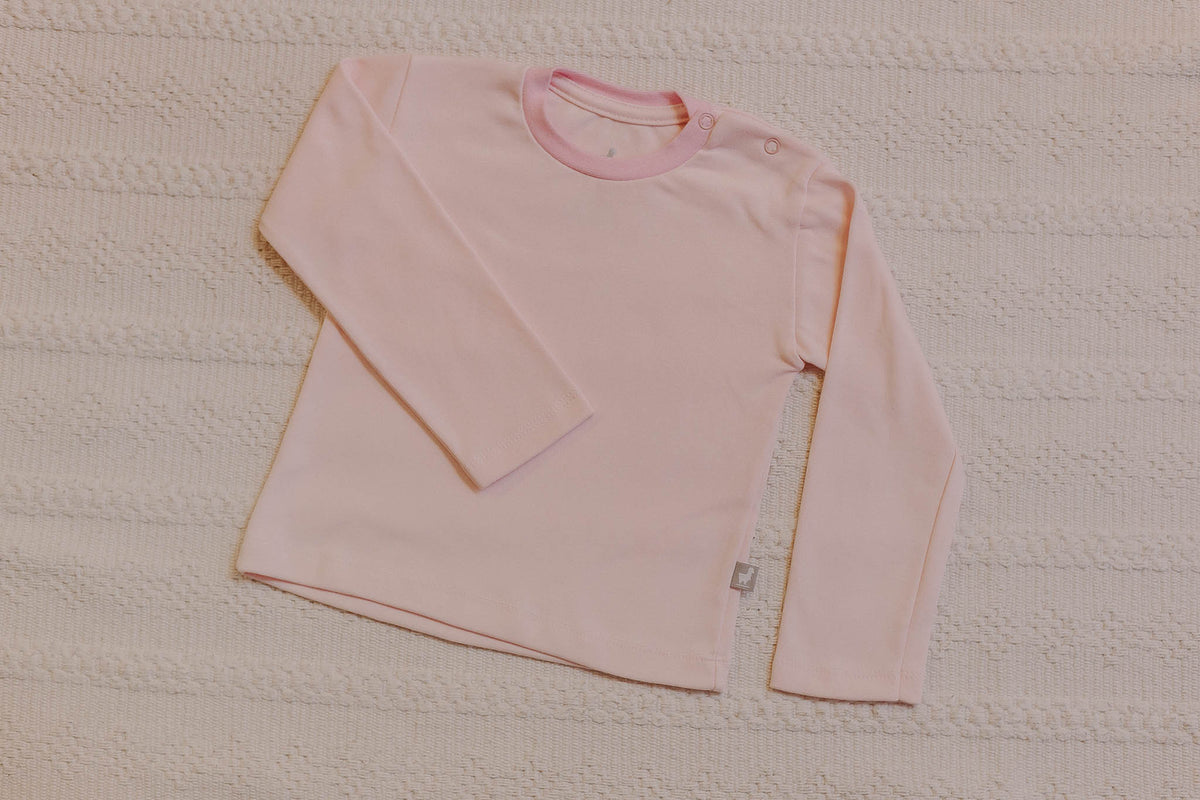 Camiseta Basic Manga Longa Rosa Algodão Egípcio