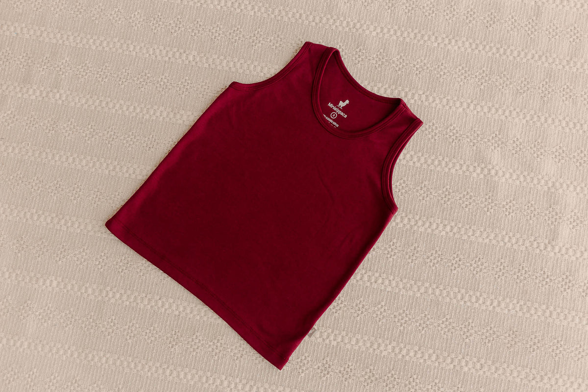 Camiseta Regata Infantil Bordo Algodão Egípcio