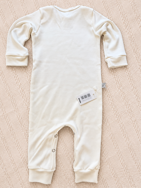 Macacão Manga Longa Infantil Algodão Egípcio Off White