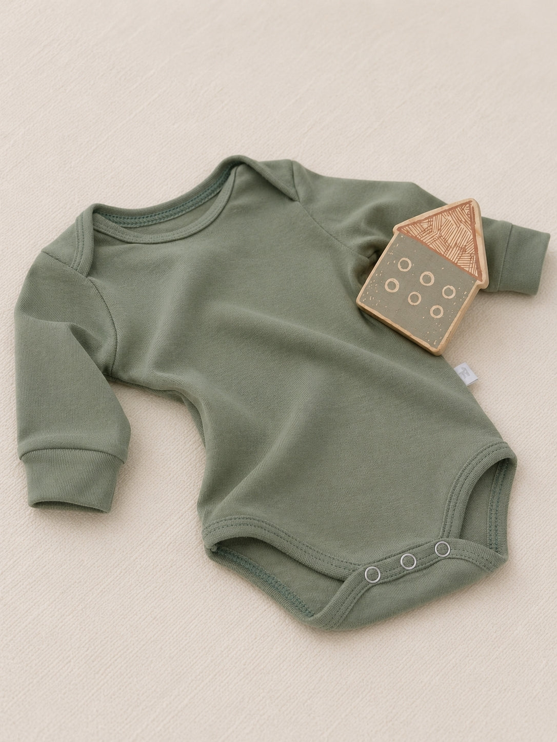 Body Manga Longa Algodão Egípcio Verde Militar