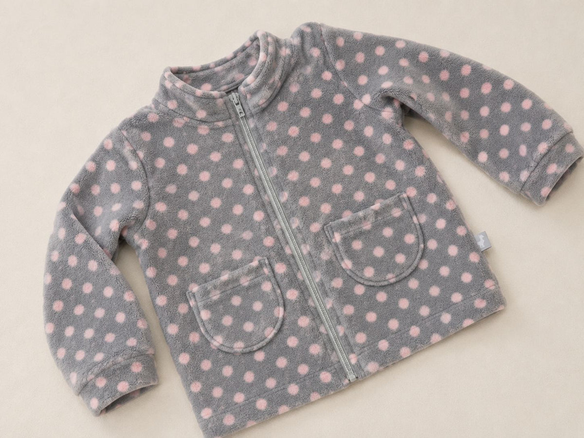 Casaco Soft Cinza e Rosa Poá