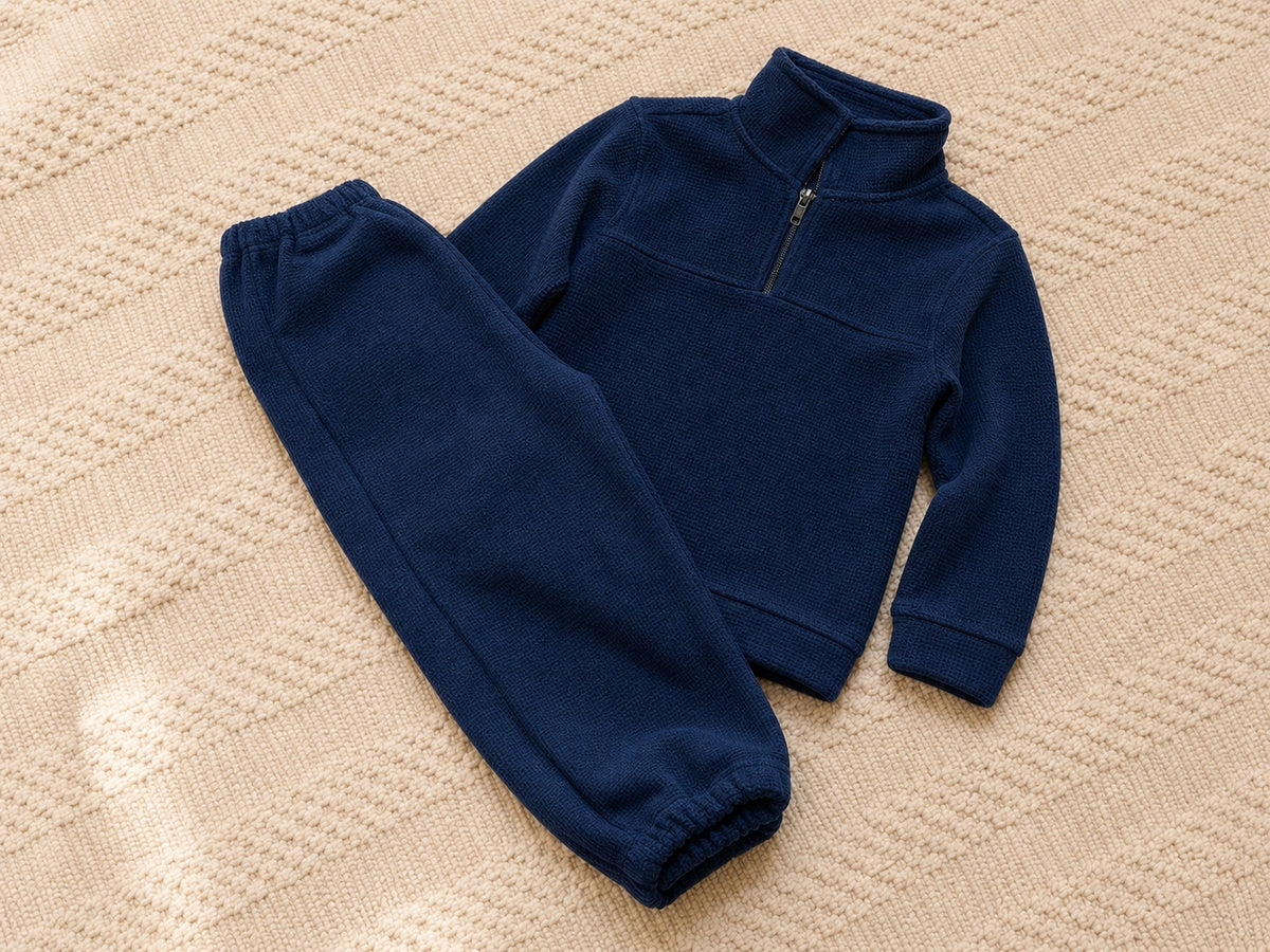 Conjunto Blusão e Calça Micro Soft Jacquard Azul Marinho