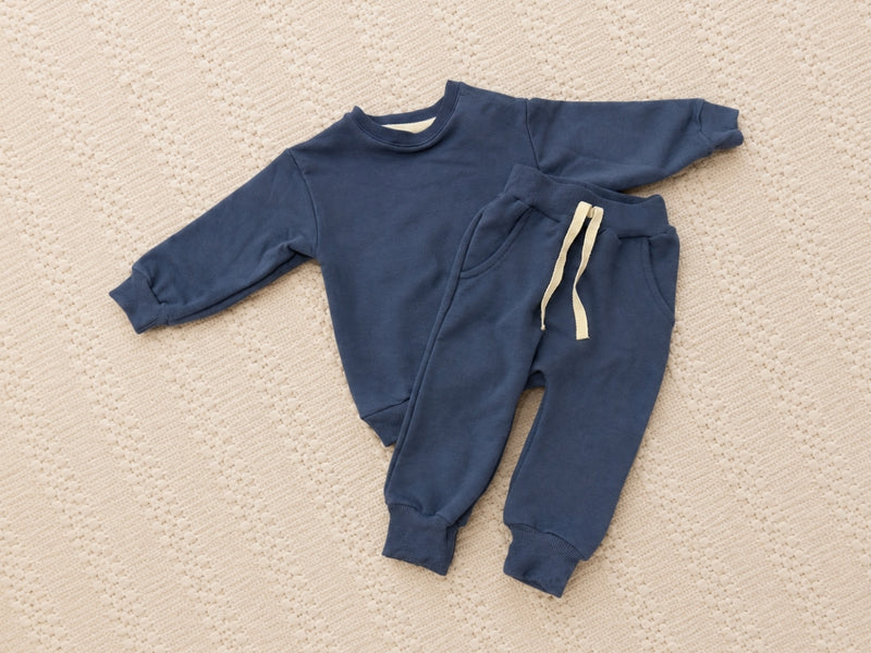 Conjunto Moletom Azul índigo com Botões