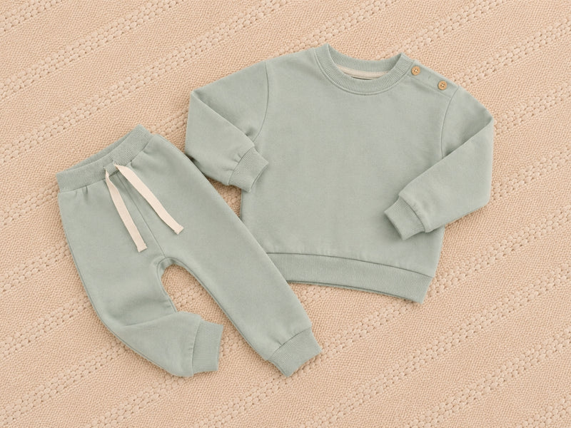 Conjunto Moletom Verde sálvia com Botões