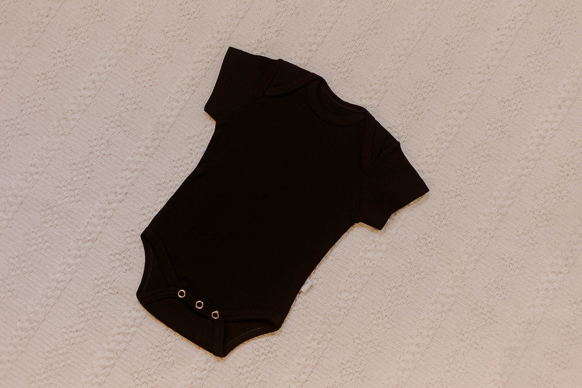 Body Basic Manga Curta Preto Algodão Egípcio
