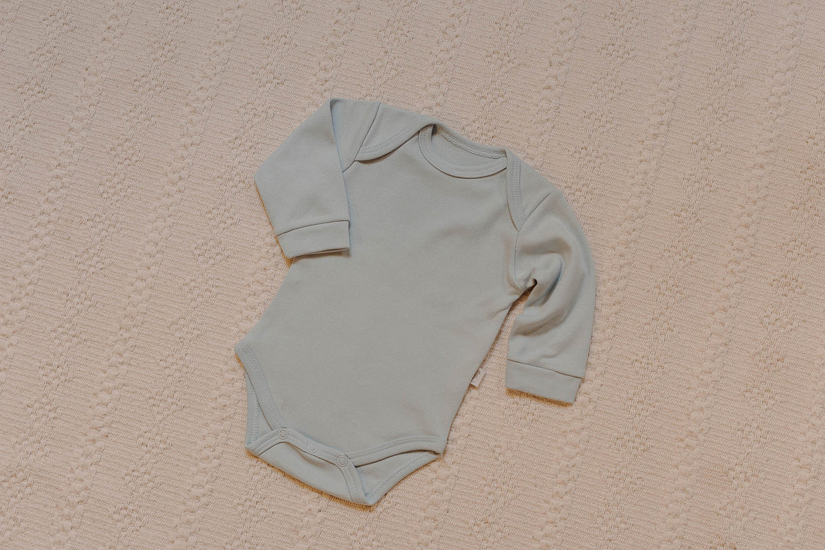 Body Basic Manga Longa Azul Bebê Algodão Egípcio