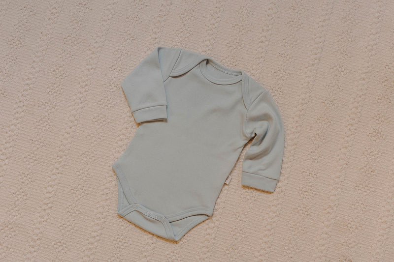 Body Basic Manga Longa Azul Bebê Algodão Egípcio