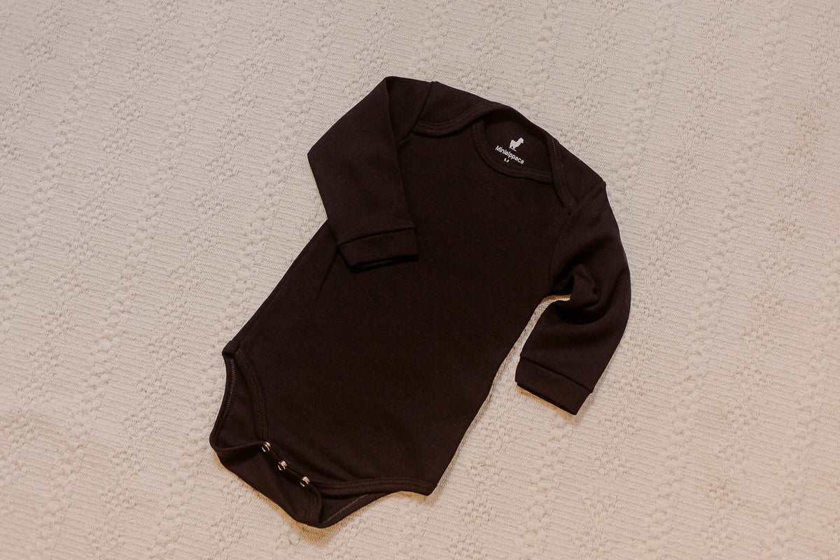 Body Basic Manga Longa Preto Algodão Egípcio