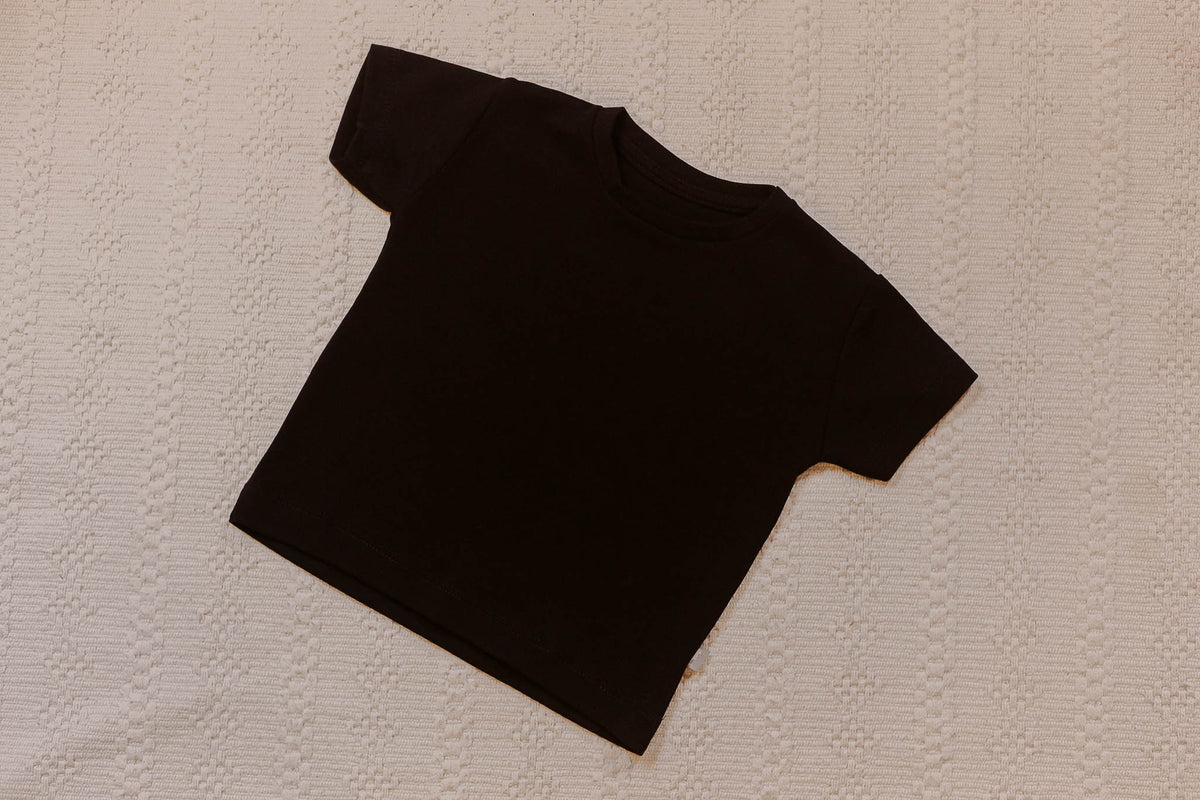 Camiseta Basic Manga Curta Infantil Preta Algodão Egípcio