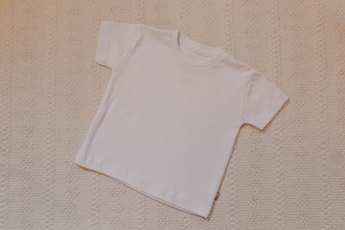 Camiseta Basic Manga Curta Infantil Branca Algodão Egípcio