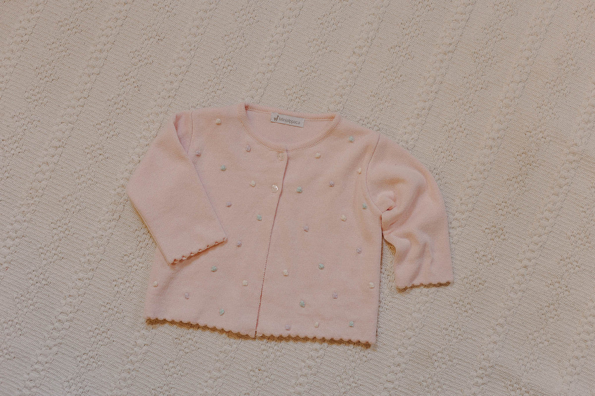 Casaquinho de Tricot Poá Rosa