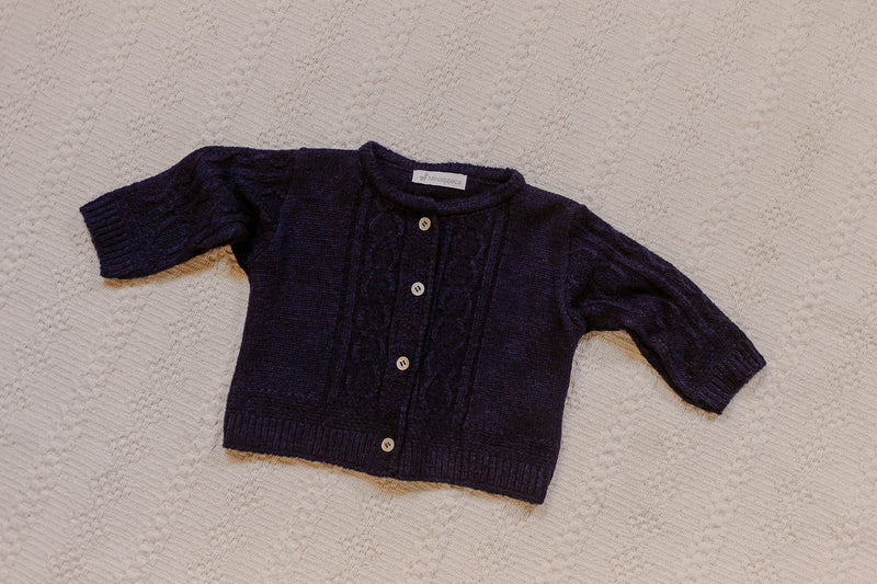 Casaquinho de Tricot Trança Azul Marinho