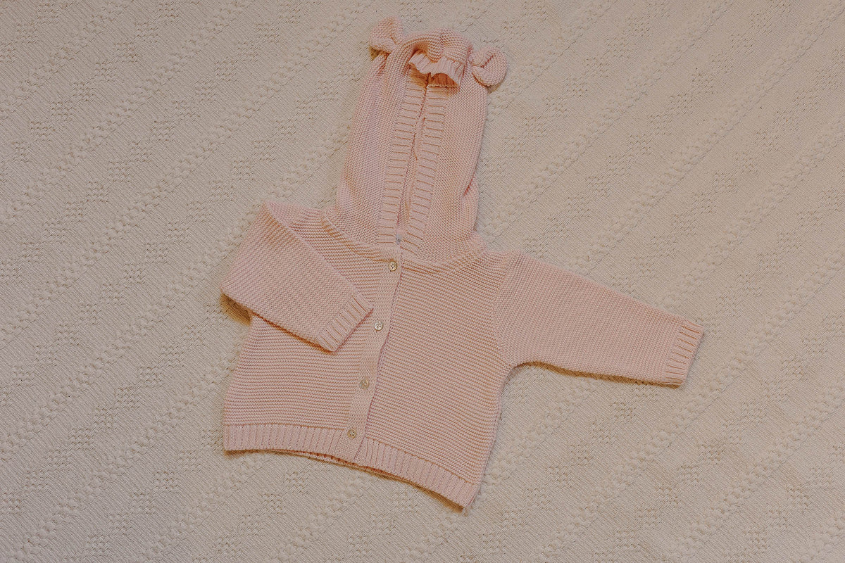 Casaquinho de Tricot Ursinho Rosa