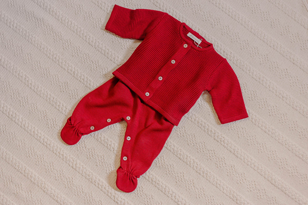 Macacão Tricot com Casaco Vermelho