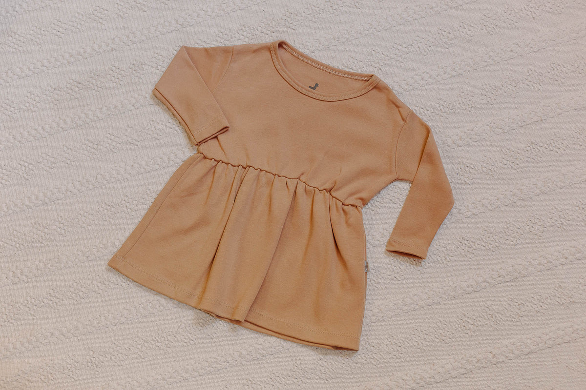 Vestido Manga Longa Cacau Algodão Egípcio