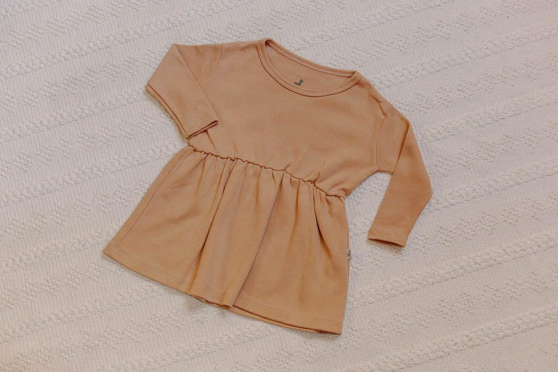 Vestido Manga Longa Cacau Algodão Egípcio