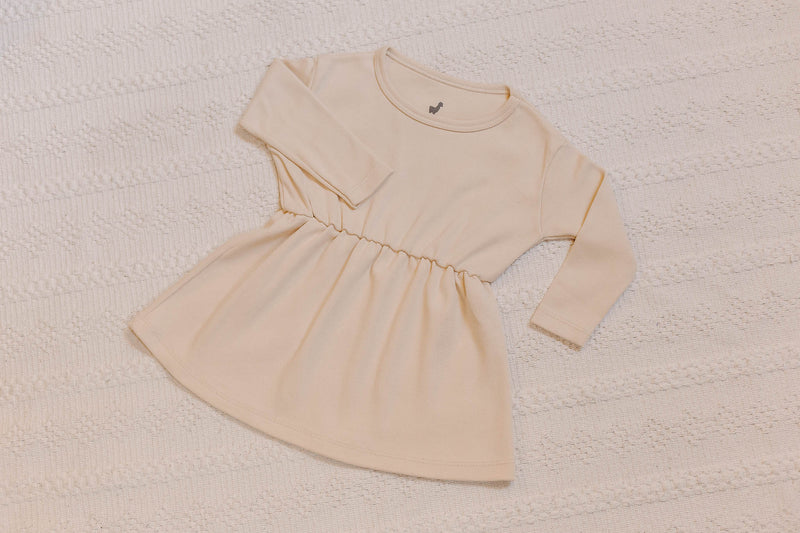 Vestido Manga Longa Amêndoas Algodão Egípcio