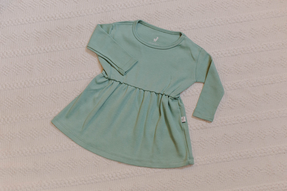 Vestido Manga Longa Pistache Algodão Egípcio