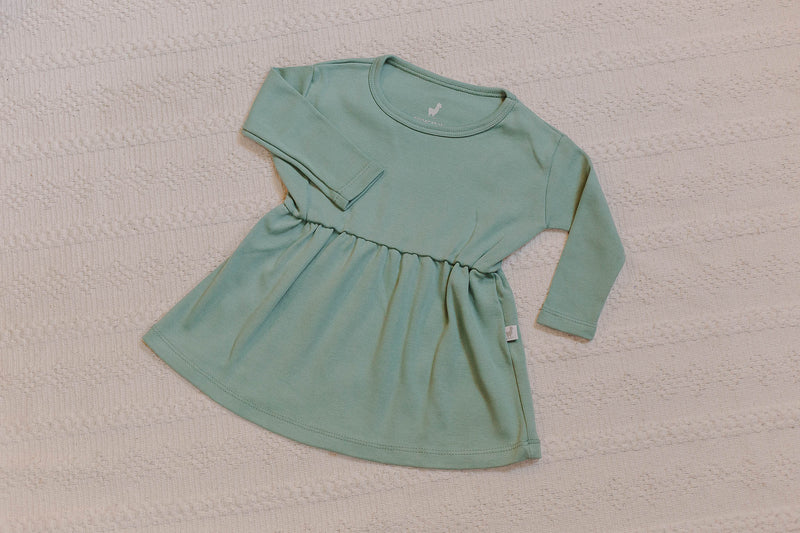 Vestido Manga Longa Pistache Algodão Egípcio