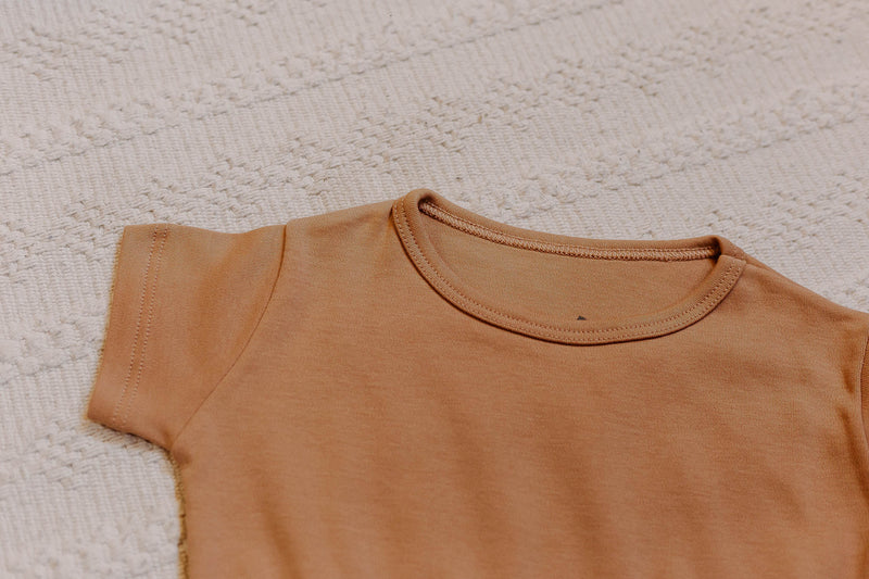 Vestido Manga Curta Cacau Algodão Egípcio