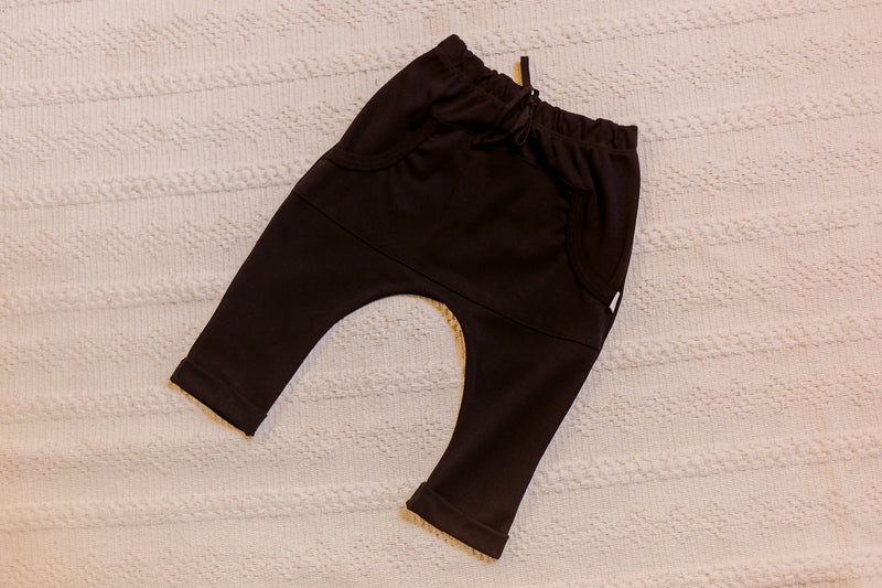 Calça Saruel Bolso Preto Algodão Egípcio