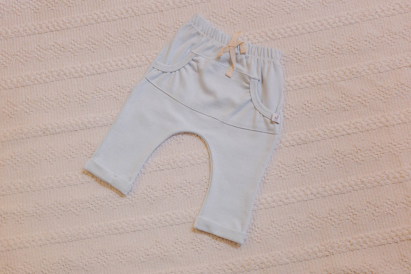 Calça Saruel Bolso Azul Bebê Algodão Egípcio