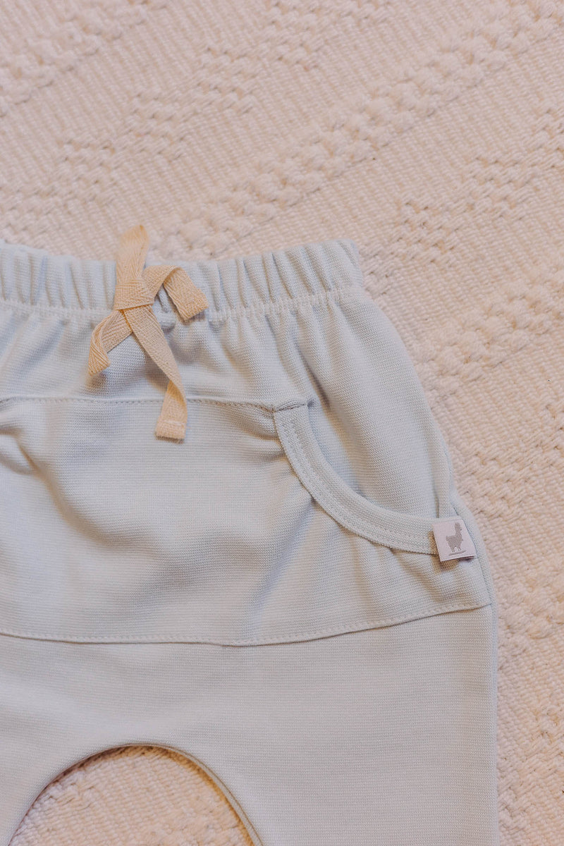 Calça Saruel Bolso Azul Bebê Algodão Egípcio