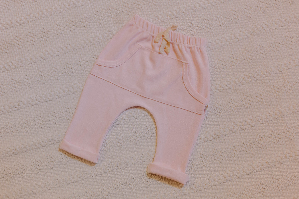 Calça Saruel Bolso Rosa Bebê Algodão Egípcio