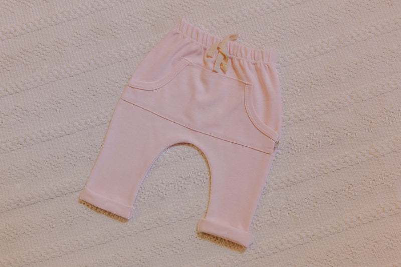 Calça Saruel Bolso Rosa Bebê Algodão Egípcio
