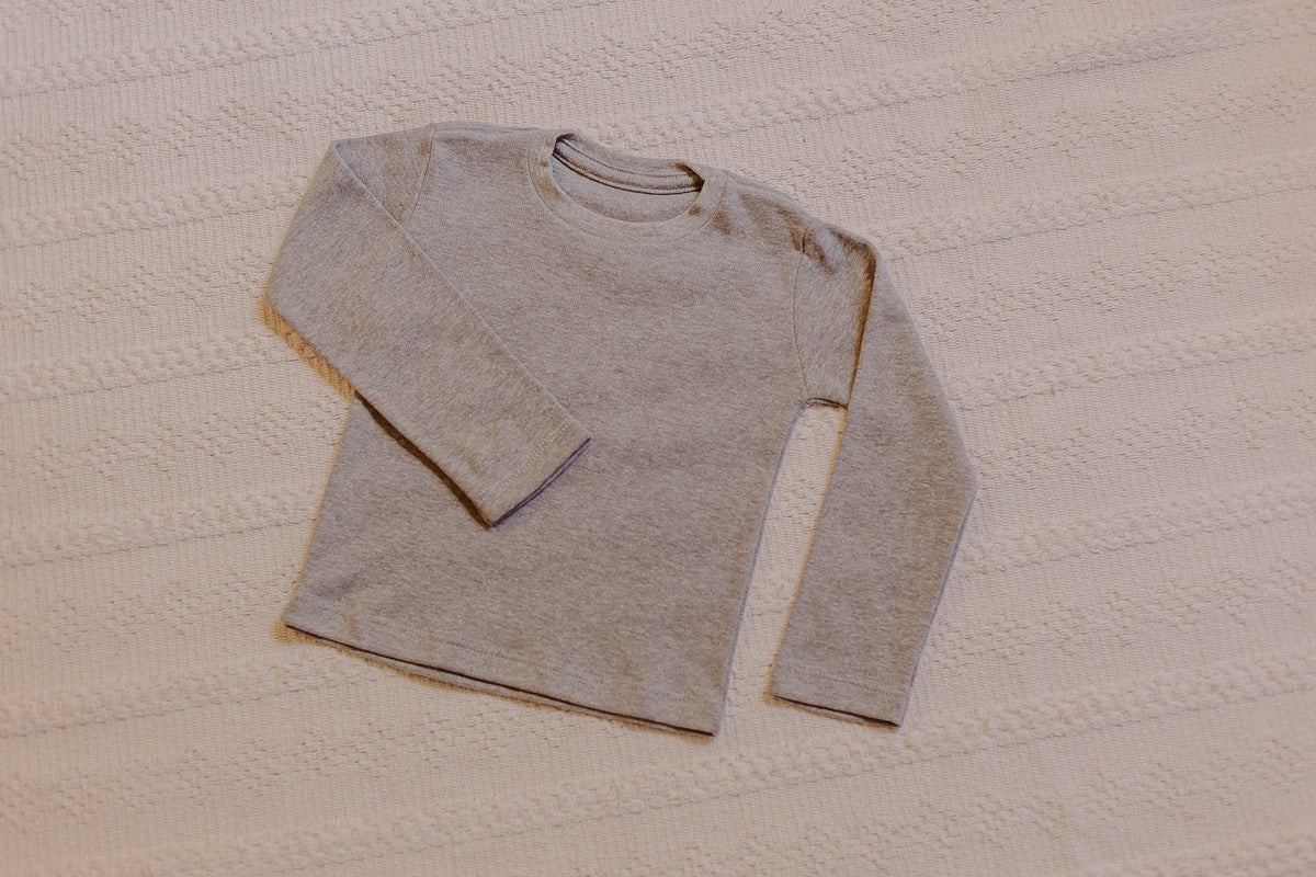 Camiseta Basic Manga Longa Cinza Algodão Egípcio