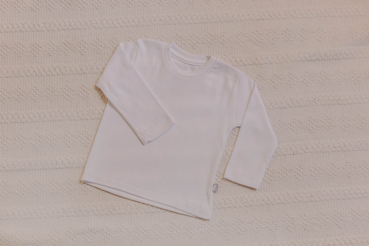 Camiseta Basic Manga Longa Branca Algodão Egípcio