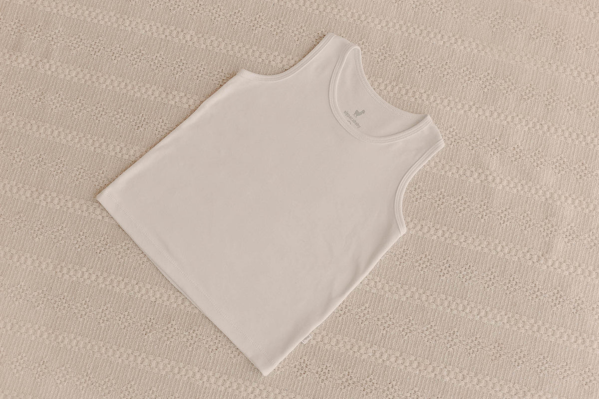 Camiseta Regata Infantil Branca Algodão Egípcio