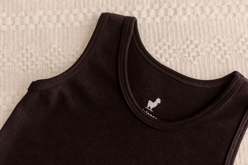 Camiseta Regata Infantil Preto Algodão Egípcio