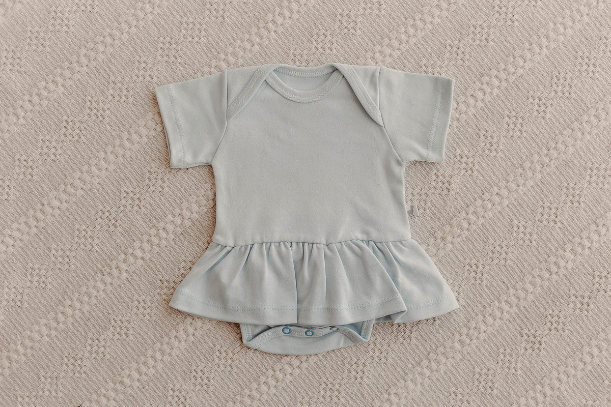 Body Vestido Manga Curta Céu