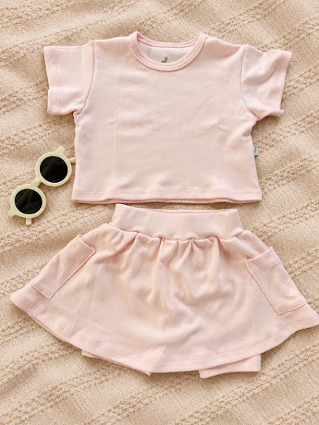 Conjunto Cropped e Short Rosa