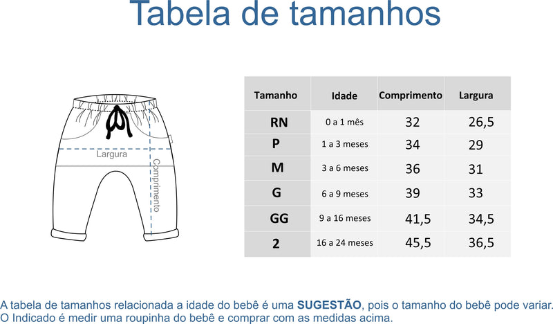 Calça Infantil Saruel Bolso Algodão Egípcio Rosa Bebê