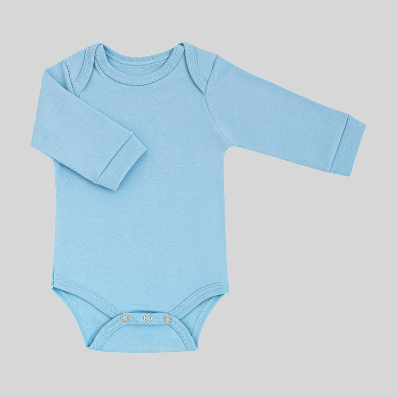 Body Basic Manga Longa Algodão Egípcio Azul Bebê