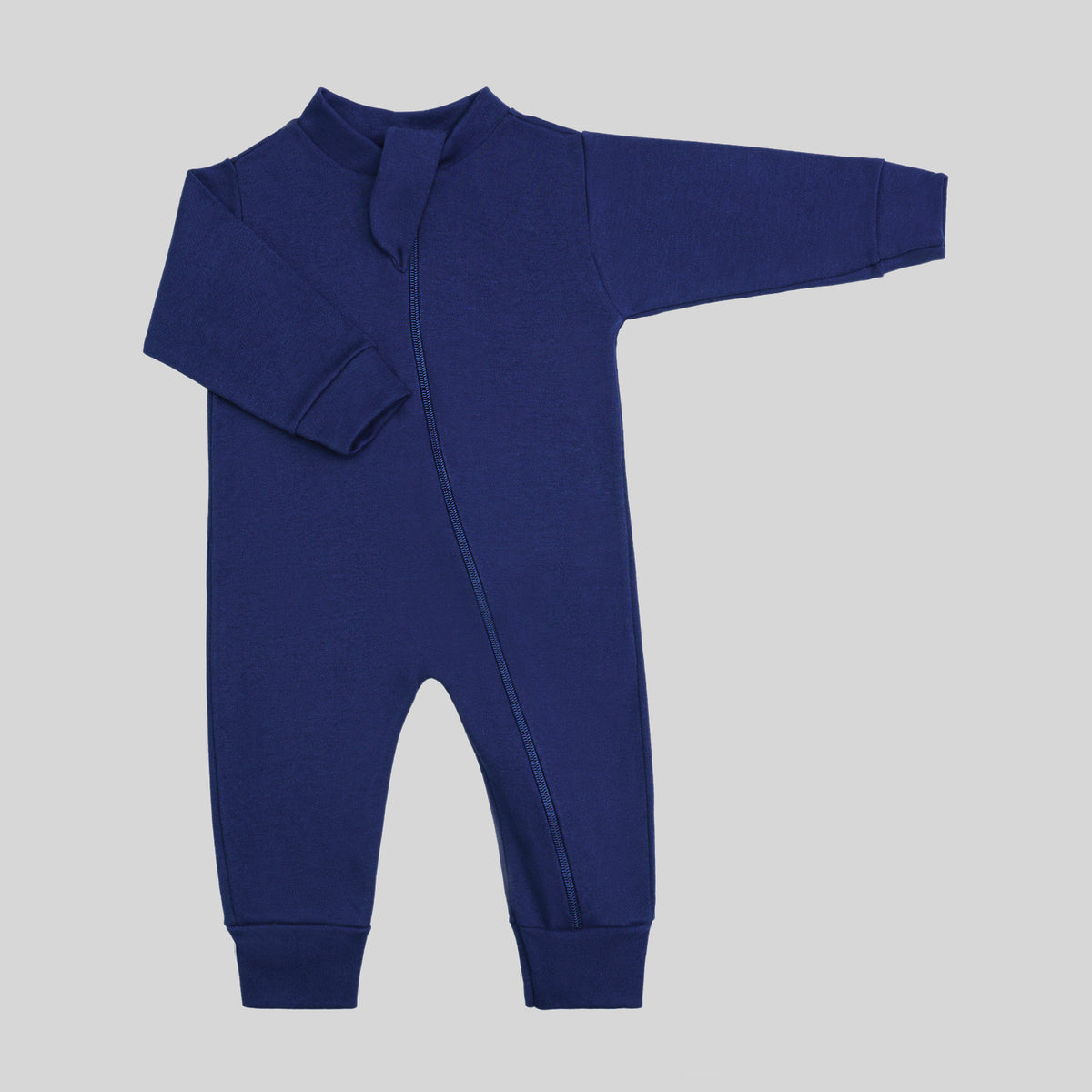 Macacão Zíper Infantil Algodão Egípcio Azul Marinho