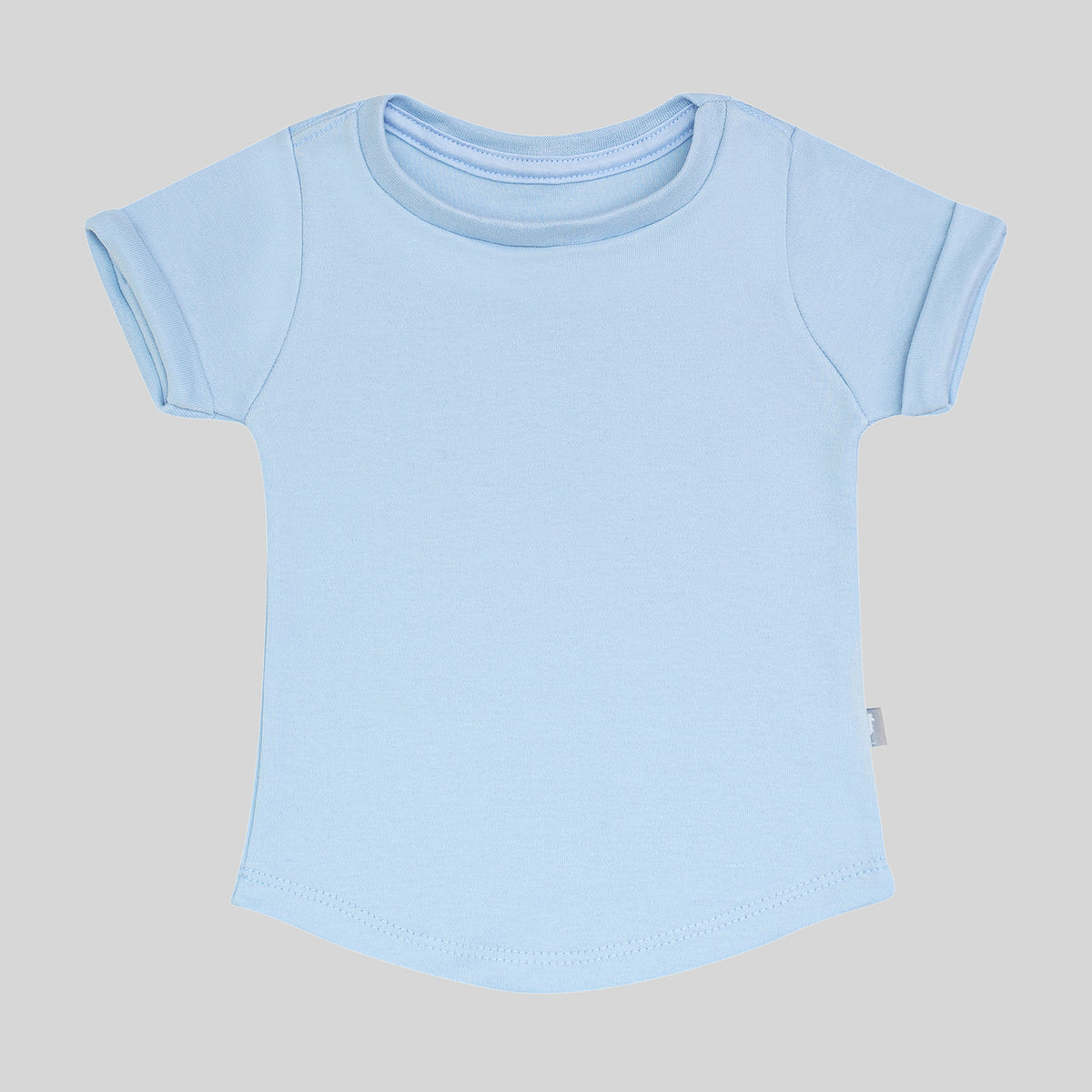 Camiseta infantil  Manga Curta Algodão Egípcio Long Azul Bebê