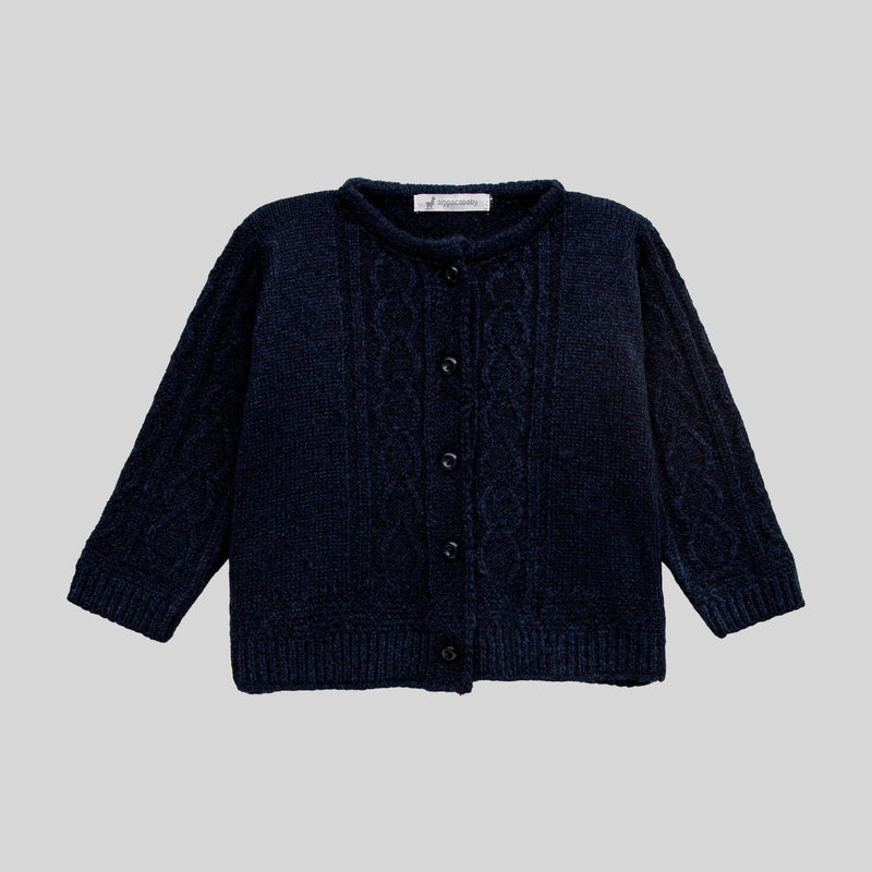 Casaquinho de Tricot Trança Azul Marinho