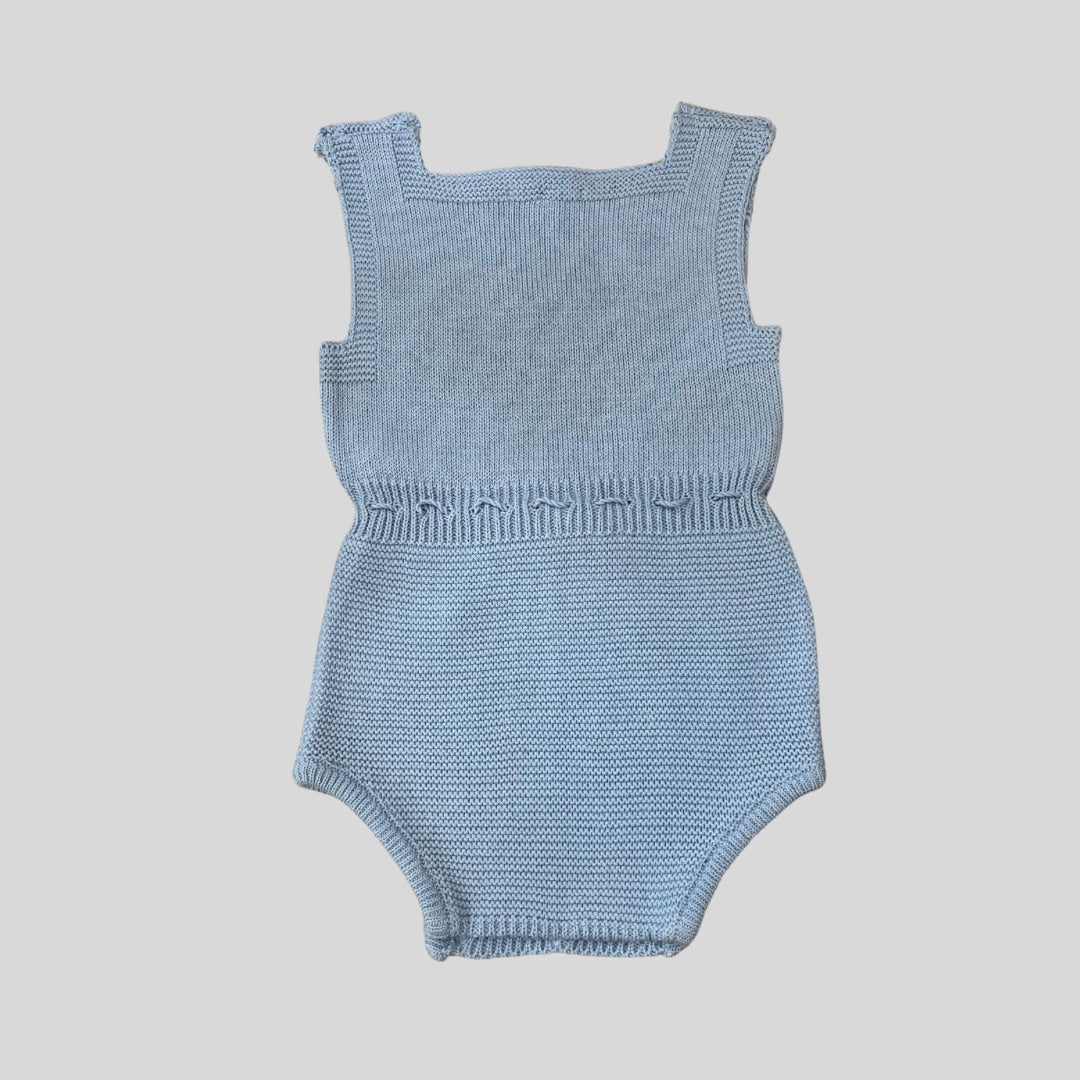 Jardineira Tricot Azul Bebê